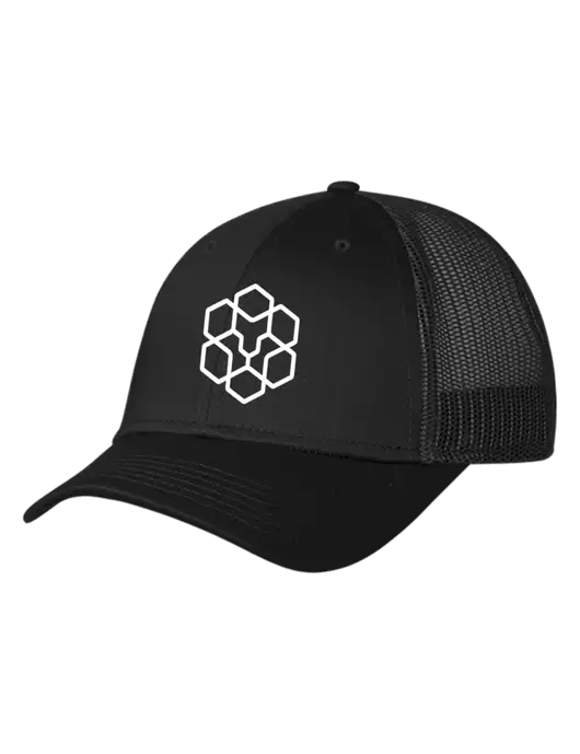 Black Mesh Trucker Cap Snap Back w/Icon Logo