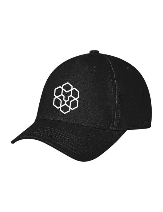 Black Structured Soft Snap Closure Hook & Loop Cap w/Icon Logo