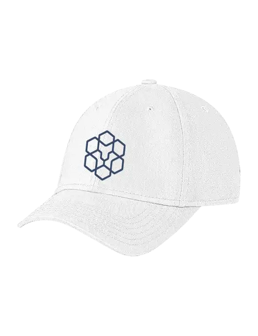 White Structured Soft Snap Closure Hook & Loop Cap w/Icon Logo