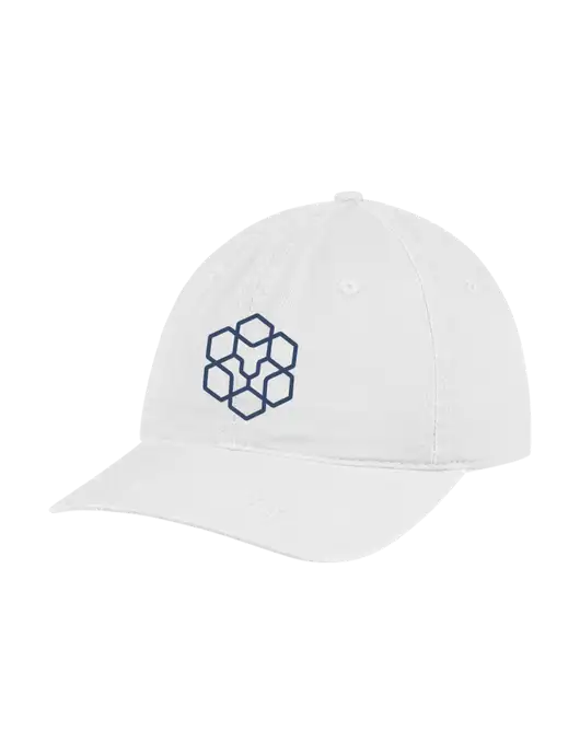 Garment Washed Unstructured Twill White Cap w/Icon Logo