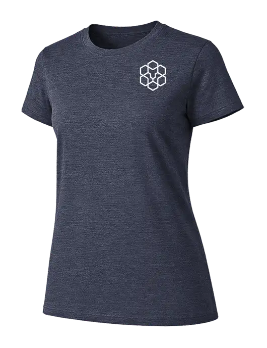 Womens Ring Spun Heather Navy 4.5 oz T-Shirt w/Icon Logo