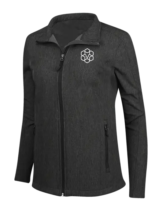 Black Charcoal Heather Womens Core Soft Shell Jacket w/Icon Logo