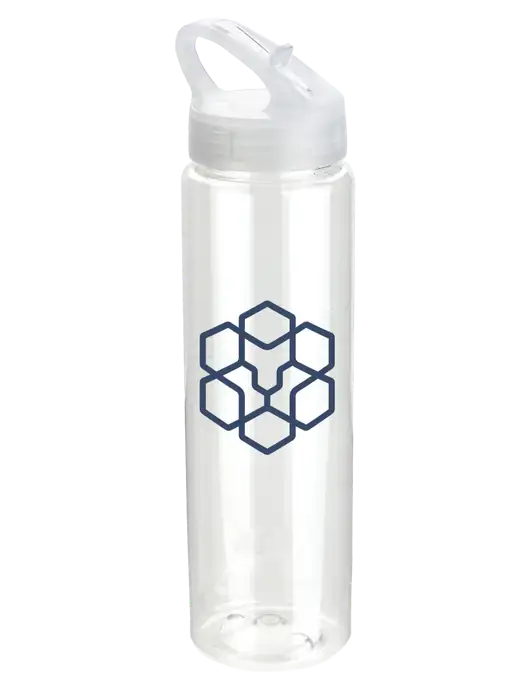 Buddy Clear 32 oz PET Bottle with Flip Lid w/Icon Logo