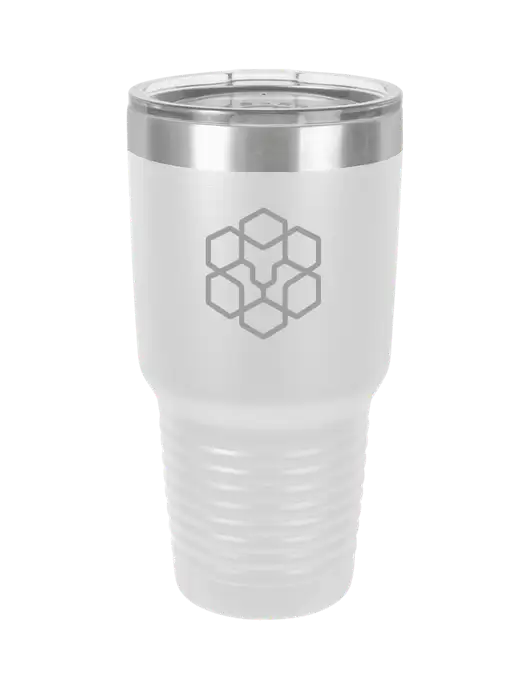 Polar Camel 30 oz Powder Coated White Vacuum Insulated Tumbler  w/Icon Logo