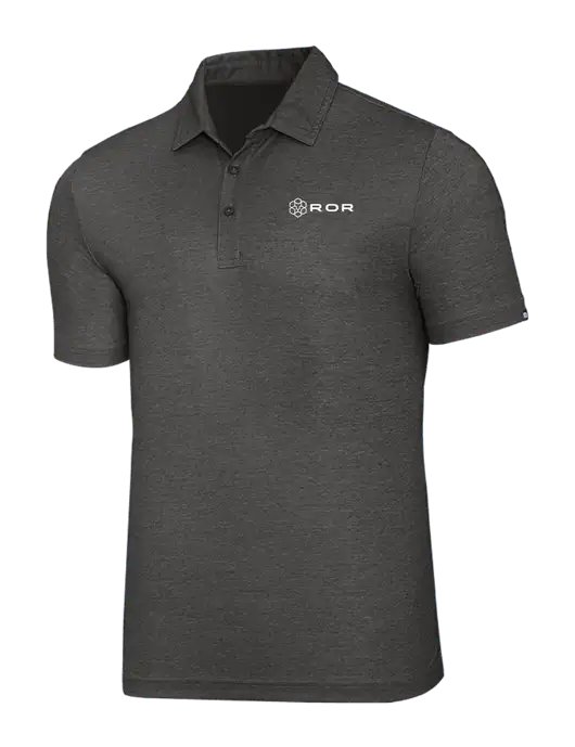 TravisMathew Black Heather Oceanside Polo w/ROR Logo