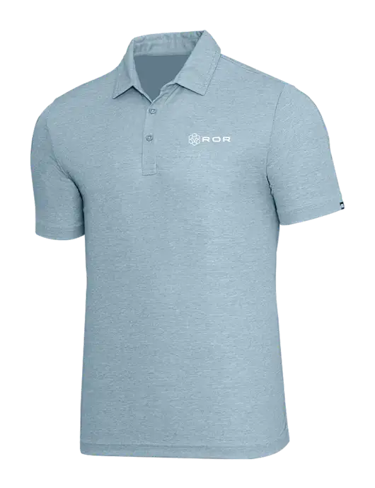 TravisMathew Light Blue Heather Oceanside Polo w/ROR Logo