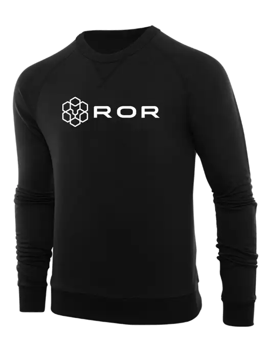 Allmade Deep Black Organic French Terry Crewneck Sweatshirt w/ROR Logo