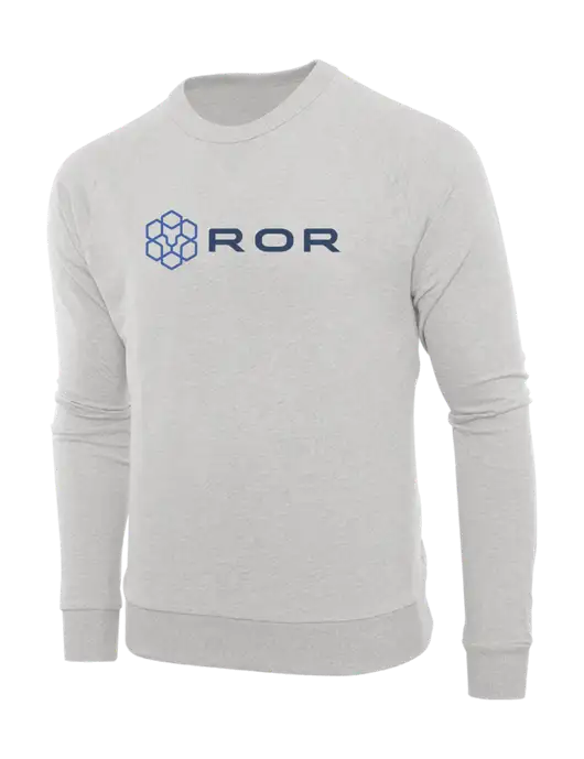 Allmade Granite Grey Heather Organic French Terry Crewneck Sweatshirt w/ROR Logo