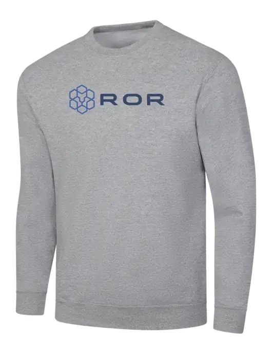 Light Grey Heather 7.8 oz Ring Spun Crew Sweatshirt w/ROR Logo