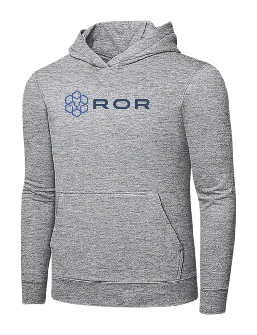 Light Grey Heather 7.8 oz Ring Spun Hooded Sweatshirt w/ROR Logo