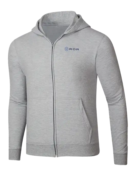Light Grey Heather 8.5 oz Ring Spun Zip Hooded Sweatshirt w/ROR Logo