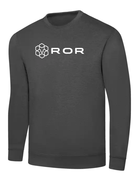 Charcoal 7.8 oz Ring Spun Crew Sweatshirt w/ROR Logo