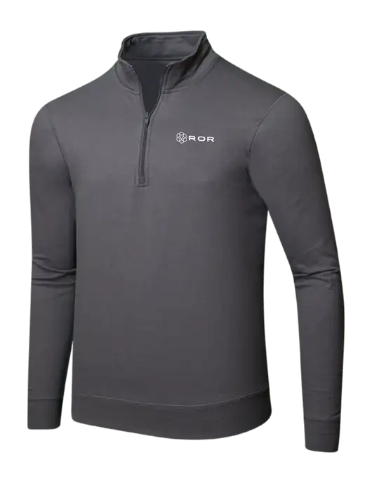 Charcoal 8.5 oz Ring Spun 1/4 Zip Pullover Sweatshirt w/ROR Logo
