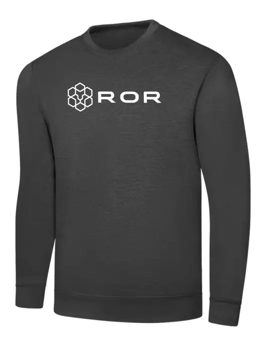 Dark Heather Grey 7.8 oz Ring Spun Crew Sweatshirt w/ROR Logo