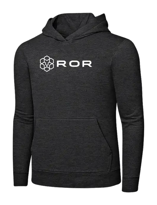 Dark Heather Grey 7.8 oz Ring Spun Hooded Sweatshirt w/ROR Logo