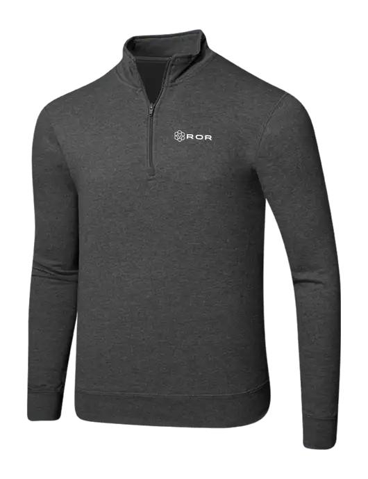 Dark Heather Grey 8.5 oz Ring Spun 1/4 Zip Pullover Sweatshirt w/ROR Logo