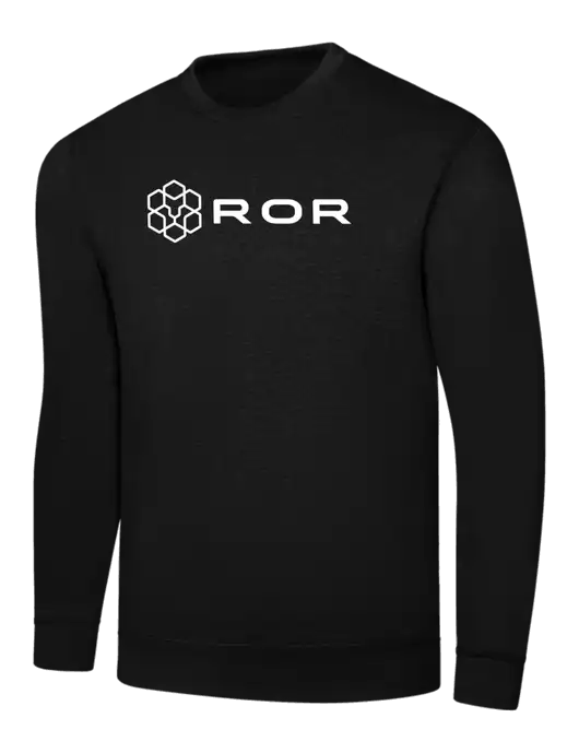 Black 7.8 oz Ring Spun Crew Sweatshirt w/ROR Logo