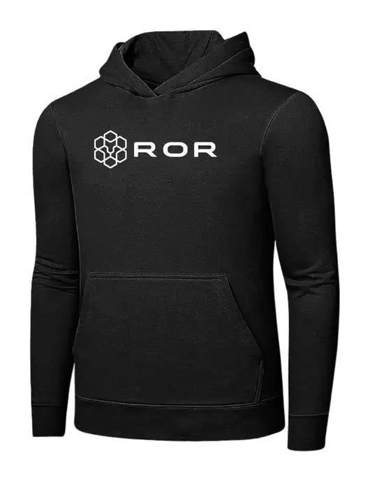 Jet Black 7.8 oz Ring Spun Hooded Sweatshirt w/ROR Logo