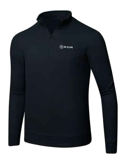 Jet Black 8.5 oz Ring Spun 1/4 Zip Pullover Sweatshirt w/ROR Logo