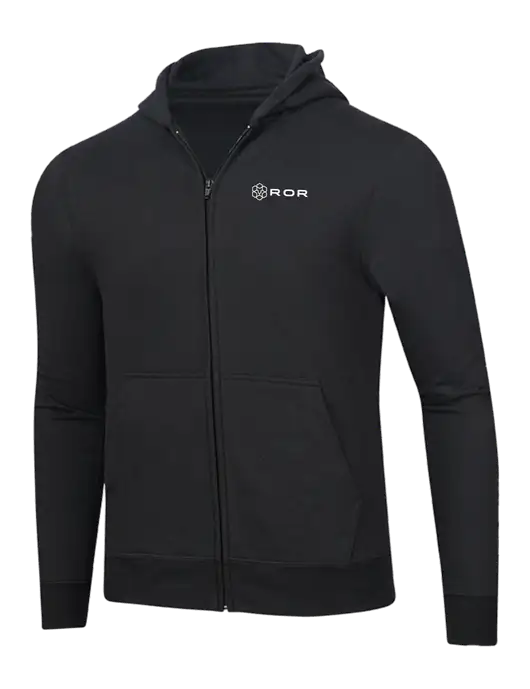Jet Black 8.5 oz Ring Spun Zip Hooded Sweatshirt w/ROR Logo