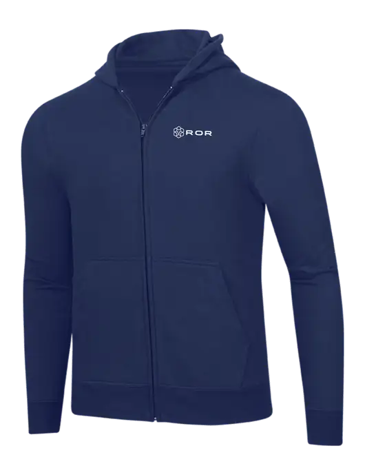 Navy 8.5 oz Ring Spun Zip Hooded Sweatshirt w/ROR Logo