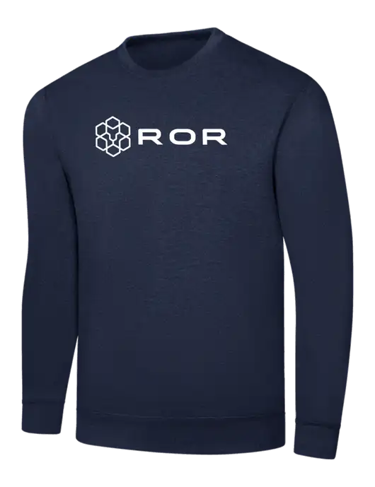 Navy 7.8 oz Ring Spun Crew Sweatshirt w/ROR Logo