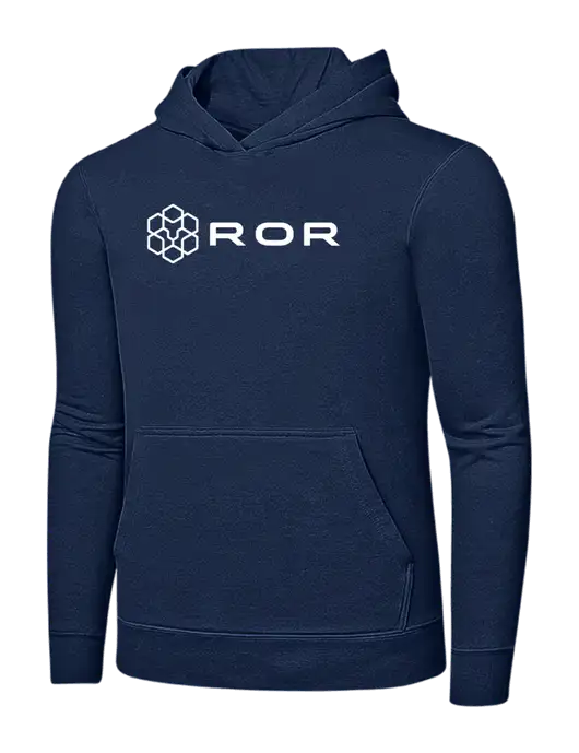 Navy 7.8 oz Ring Spun Hooded Sweatshirt w/ROR Logo