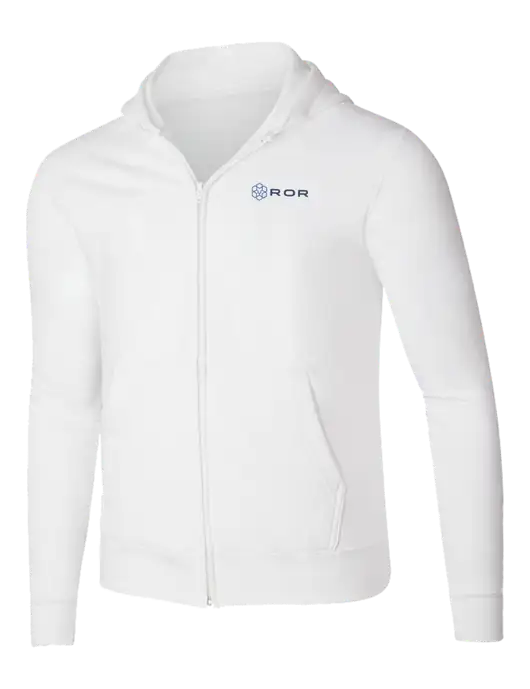 White 8.5 oz Ring Spun Zip Hooded Sweatshirt w/ROR Logo