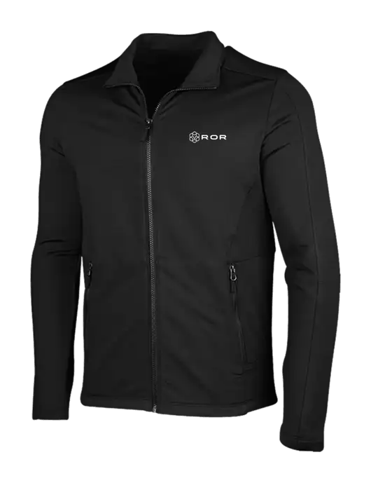 Deep Black Grid Fleece Jacket w/ROR Logo
