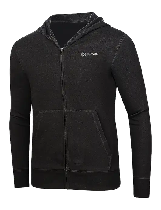 Full-Zip Black Heavyweight Hooded Sweatshirt w/ROR Logo