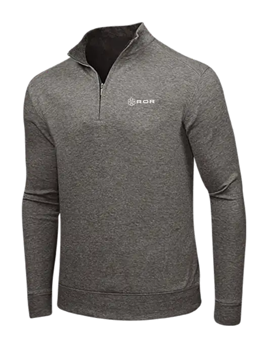 Charcoal Heather/Medium Heather Grey Interlock 1/4 Zip w/ROR Logo