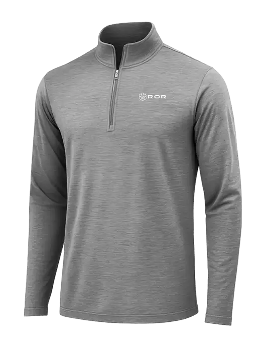 Dark Grey Heather Posicharge Tri-Blend Wicking 1/4 Zip Pullover w/ROR Logo