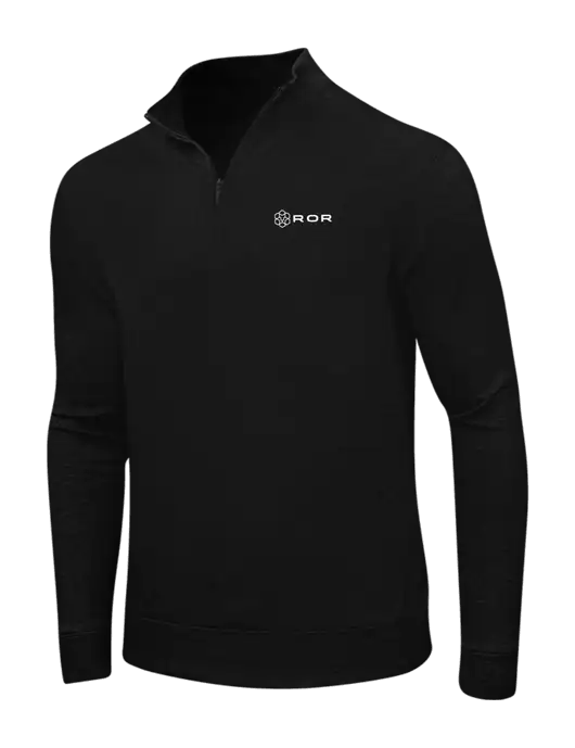 Deep Black/Charcoal Heather Interlock 1/4 Zip w/ROR Logo