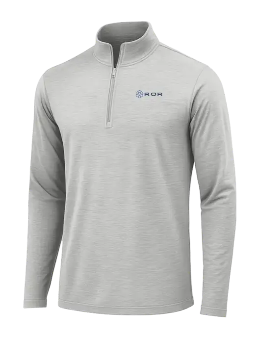 Light Grey Heather Posicharge Tri-Blend Wicking 1/4 Zip Pullover w/ROR Logo