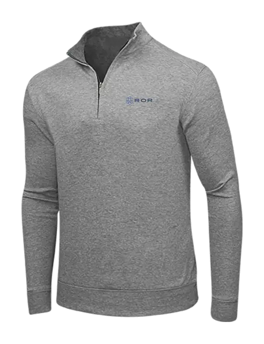 Medium Heather Grey/Charcoal Heather Interlock 1/4 Zip w/ROR Logo