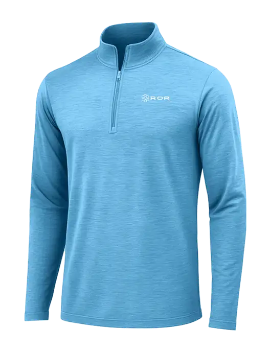 Light Blue Heather Posicharge Tri-Blend Wicking 1/4 Zip Pullover w/ROR Logo