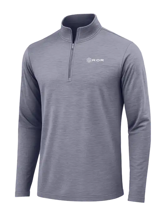 True Navy Heather Posicharge Tri-Blend Wicking 1/4 Zip Pullover w/ROR Logo
