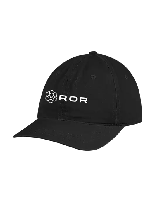 Garment Washed Unstructured Twill Black Cap w/ROR Logo