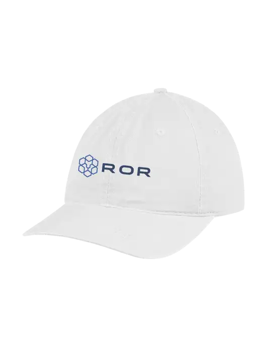 Garment Washed Unstructured Twill White Cap w/ROR Logo