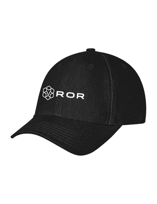 Black Structured Soft Snap Closure Hook & Loop Cap w/ROR Logo
