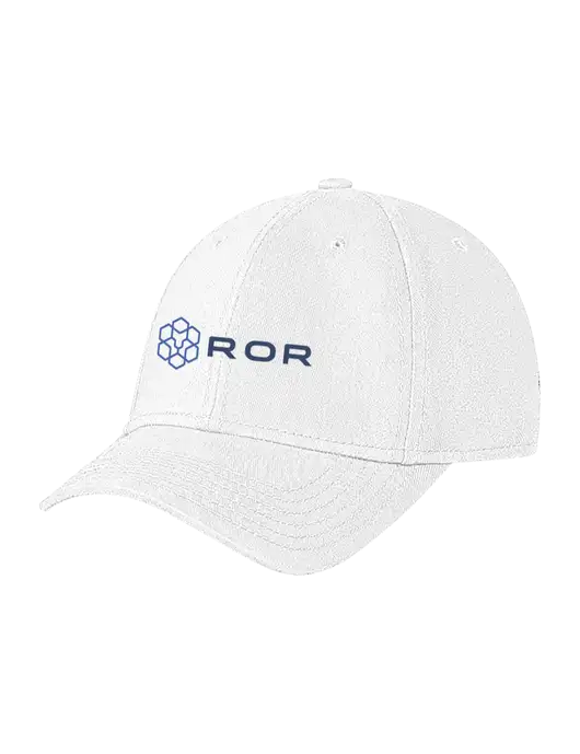 White Structured Soft Snap Closure Hook & Loop Cap w/ROR Logo