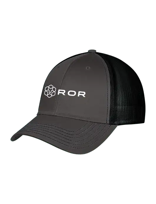 Charcoal & Black Mesh Trucker Cap Snap Back w/ROR Logo
