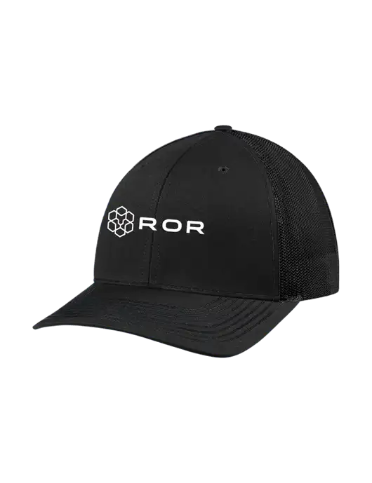 Richardson Adjustable Snapback Original 112 Trucker Cap Black w/Black Mesh w/ROR Logo