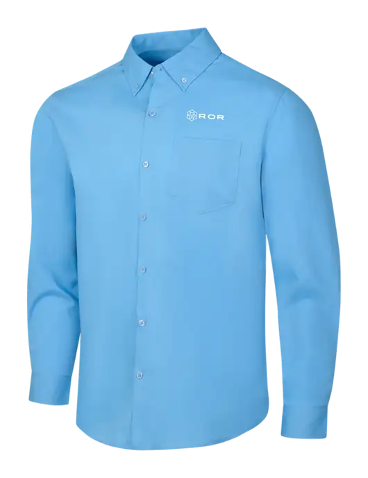 Carolina Blue Long Sleeve Carefree Poplin Shirt w/ROR Logo