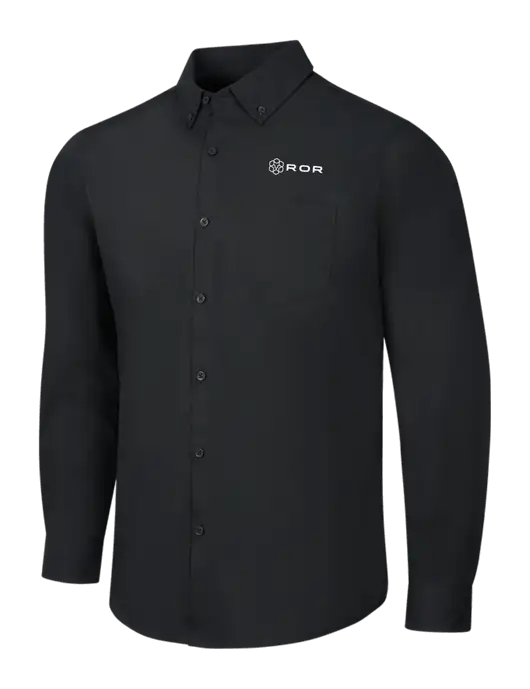 Black Long Sleeve Carefree Poplin Shirt w/ROR Logo