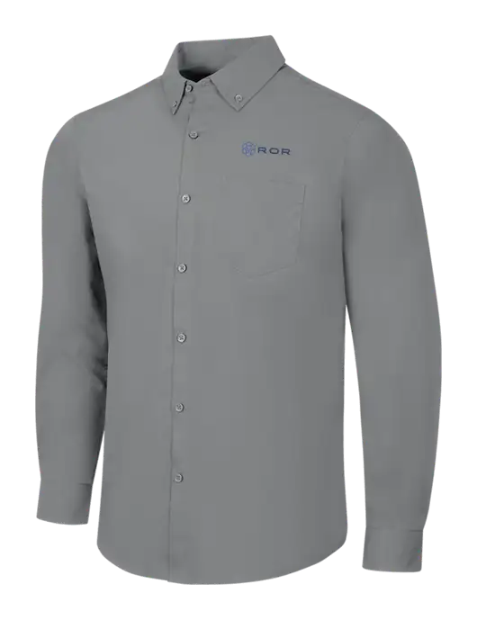 Medium Grey Long Sleeve Carefree Poplin Shirt w/ROR Logo