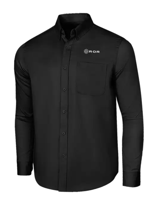 Long Sleeve Deep Black Superpro React Twill Shirt w/ROR Logo