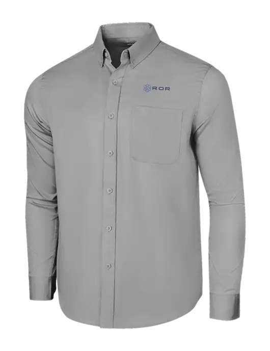 Long Sleeve Light Grey Superpro React Twill Shirt w/ROR Logo