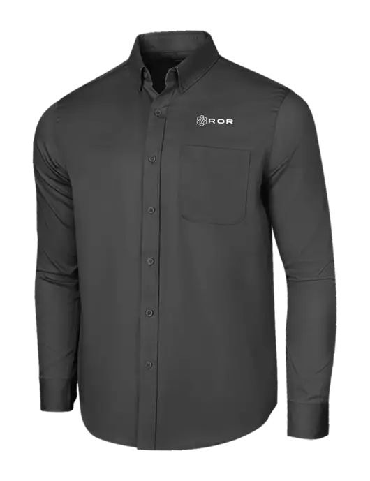 Long Sleeve Dark Grey Superpro React Twill Shirt w/ROR Logo