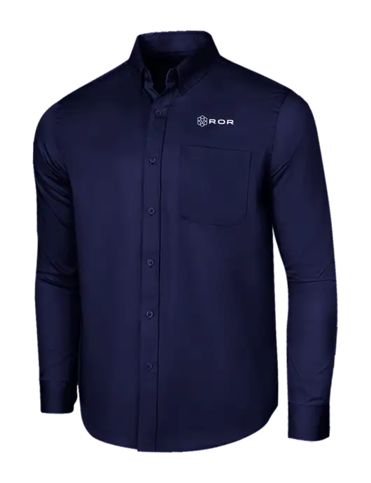 Long Sleeve Navy Superpro React Twill Shirt w/ROR Logo